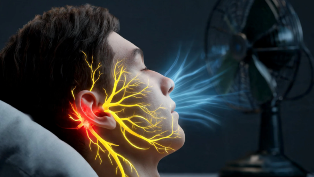 Facial nerve paralysis from summer cooling mistakes.