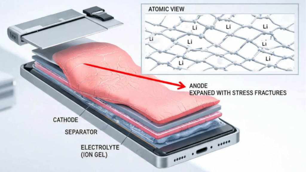 Micro-cracking degradation processes found in silicon-carbon batteries.