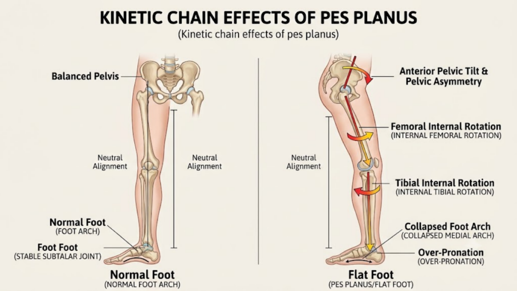 The connection between flat feet and Anterior Pelvic Tilt.
