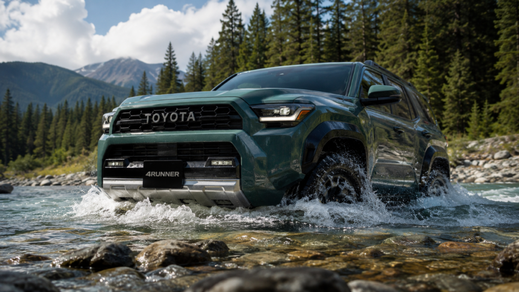 A Toyota 4Runner navigating a river crossing Land Cruiser FJ