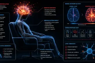 A detailed illustration showing why you are not getting enough rest due to mental overstimulation