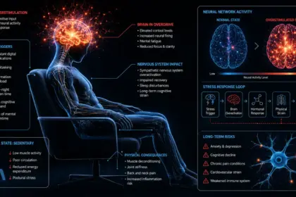 A detailed illustration showing why you are not getting enough rest due to mental overstimulation