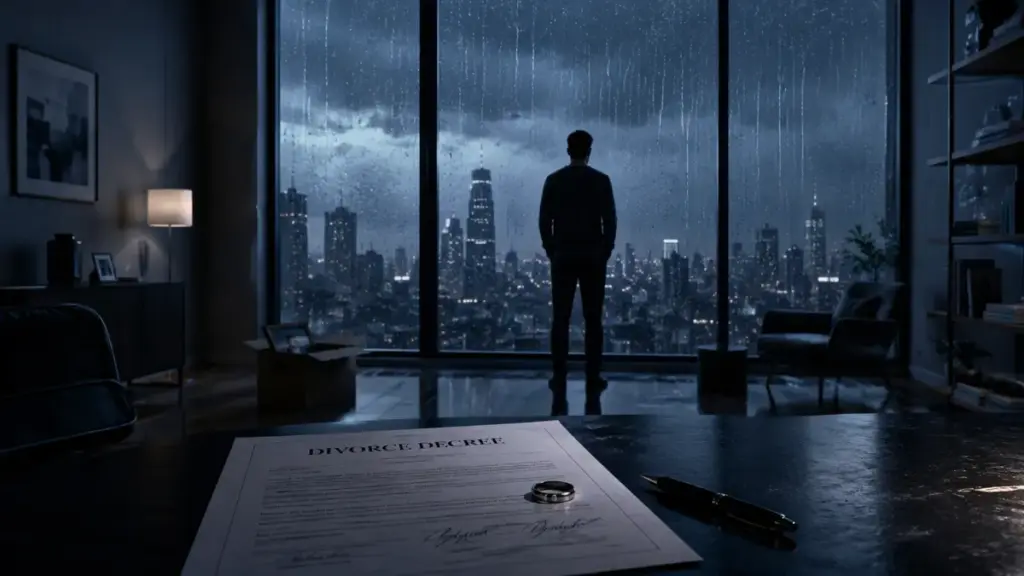 A person experiencing mental exhaustion after their divorce decree is finalized.