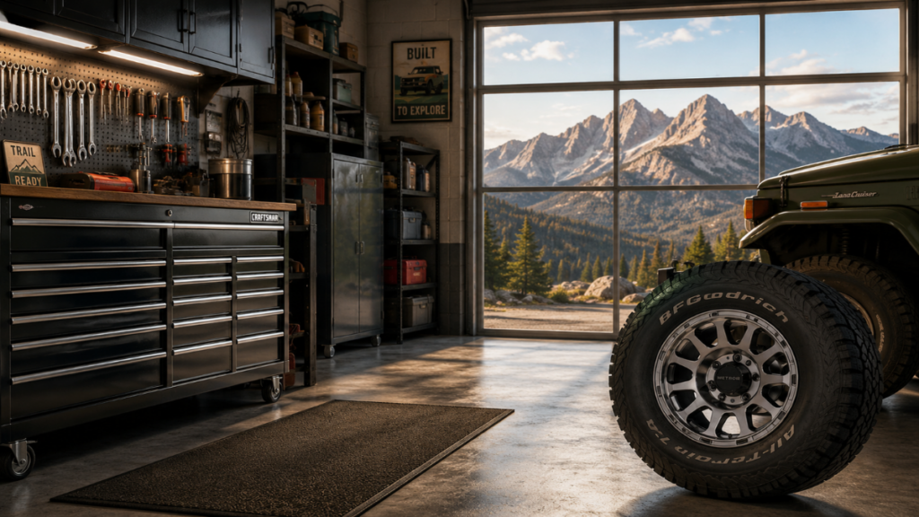 A workshop specializing in the restoration of Old SUVs.