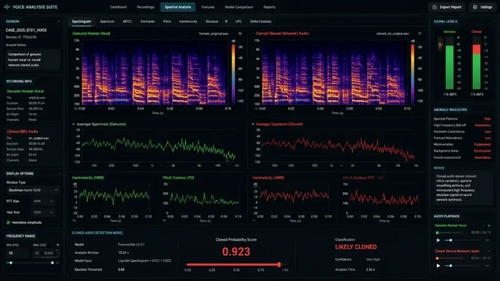 AI scams spectral artifact detection in deepfake audio synthesis verification