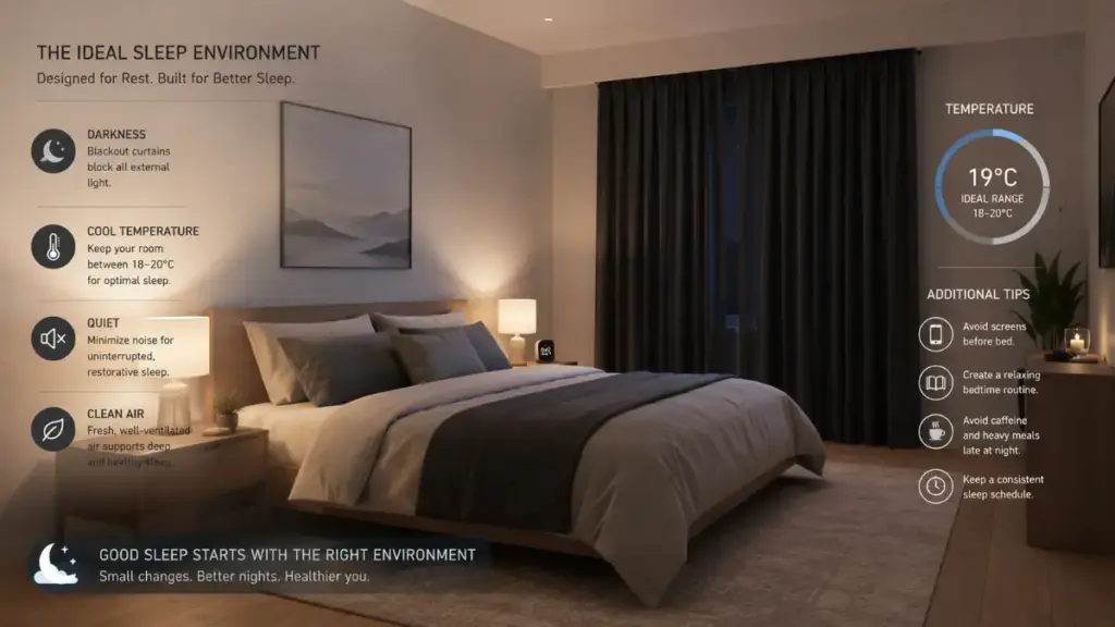 Bedroom environment optimized for those with insomnia after chemotherapy.