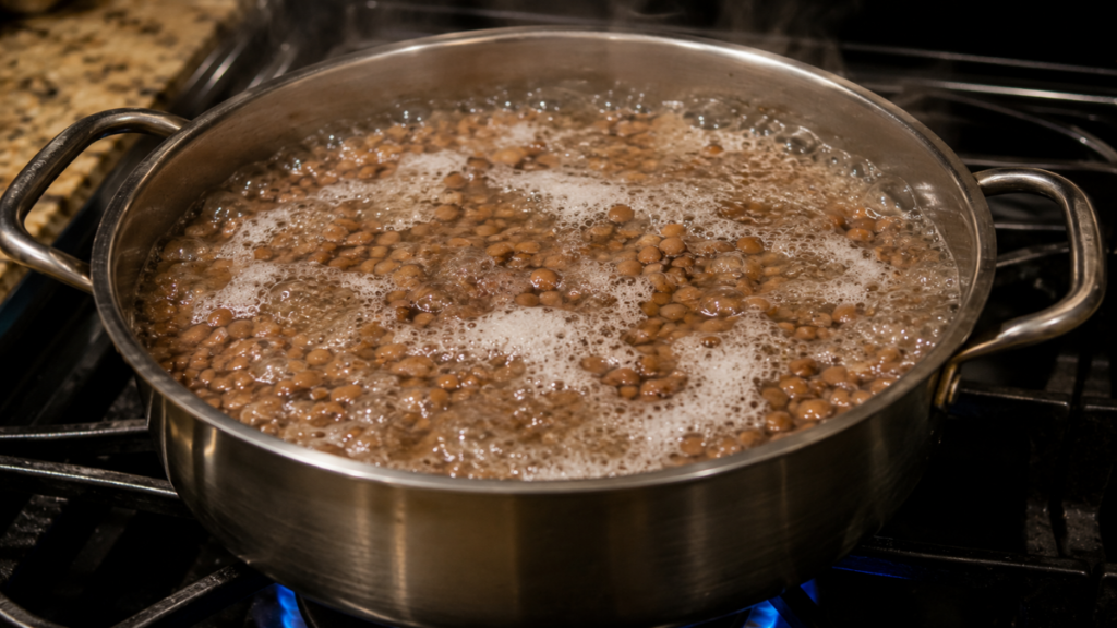 Boiling-lentils-thoroughly-to-avoid-mistakes-to-avoid-when-serving-vegetarian-shepherdโs-pie-recipe.