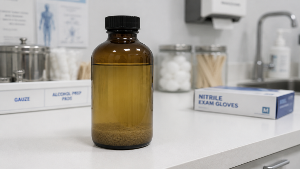 Bottle with sediment addressing misconcepts about the healthiest cooking oil for heart.