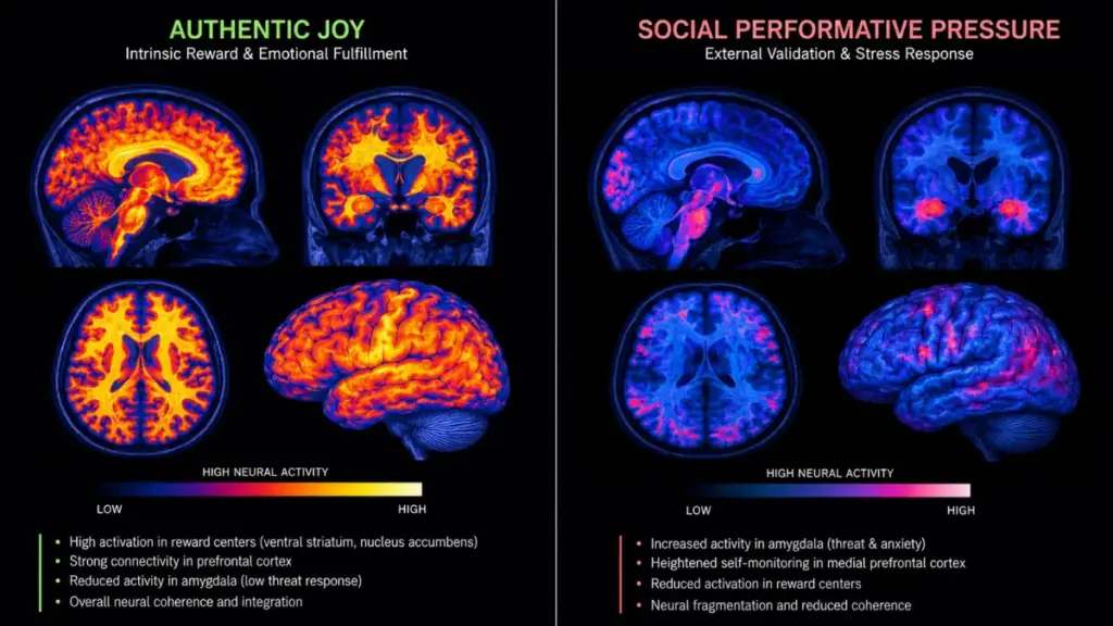  Brain imaging study comparing the benefit of laughter in real versus fake scenarios.