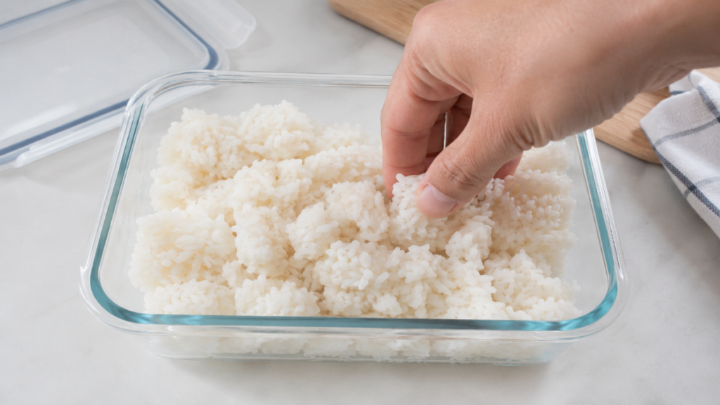 Breaking-apart-cold-clumped-rice-using-simple-leftover-rice-hacks-for-easy-lazy-dinner-recipes-for-tight-schedules.