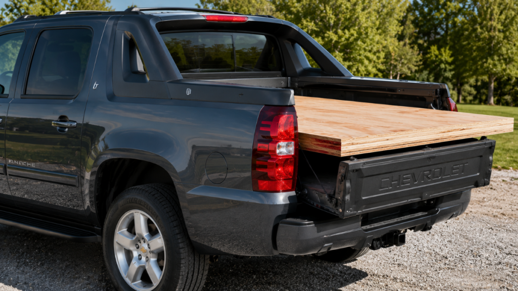  Chevrolet Avalanche Car midgate feature showing cargo flexibility.