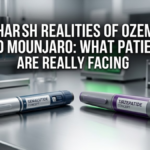 Clinical view of Ozempic and Mounjaro side effects on a medical table
