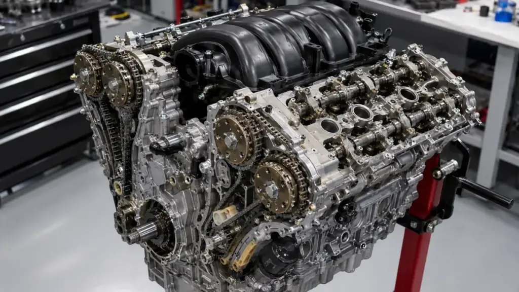 Close-up inspection of the naturally aspirated V6 engine powering a Toyota Avalon.