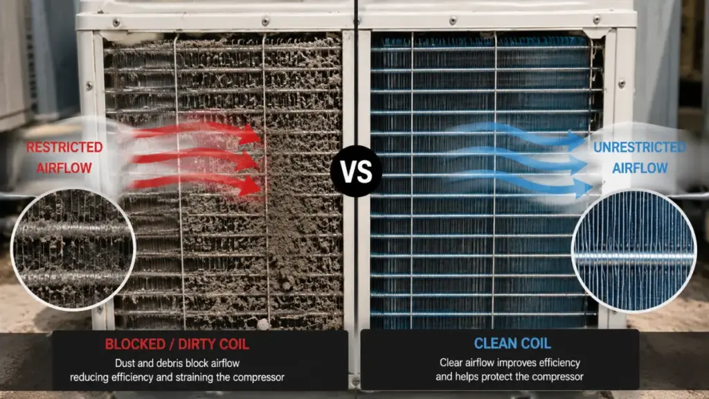 Comparing airflow restrictions in window ac unit maintenance