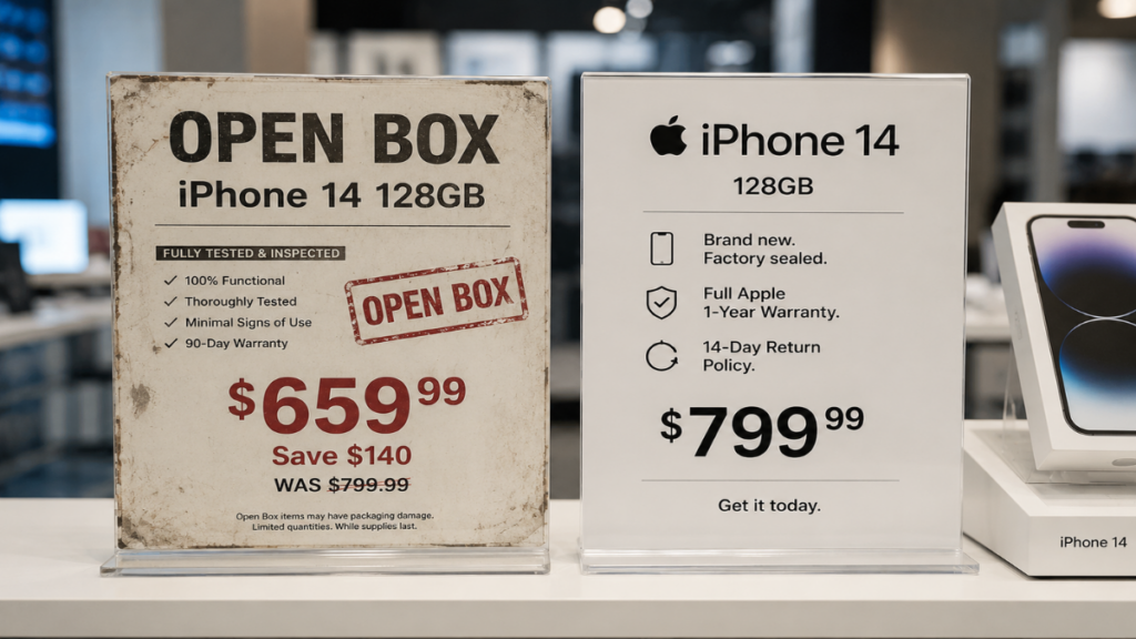 Comparing retail systems for an Open-Box iPhone.