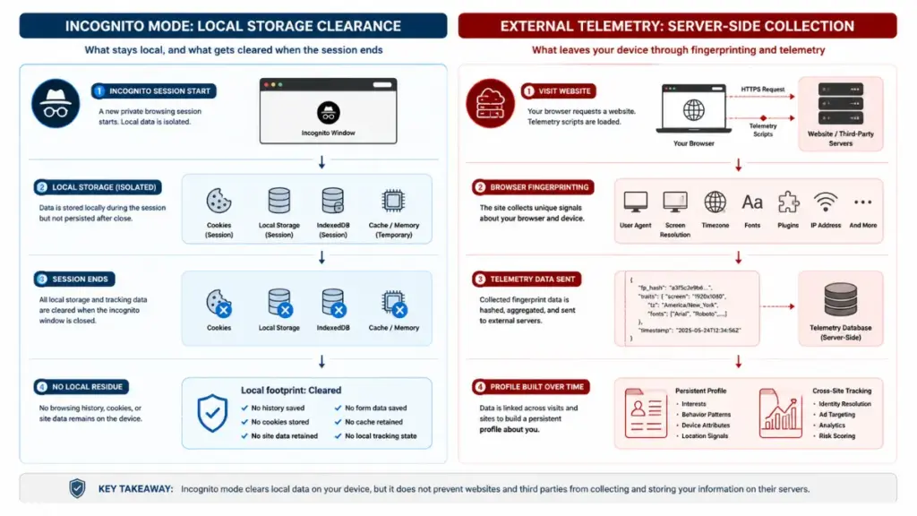 Comparison of local storage removal and server side browser fingerprinting tracking