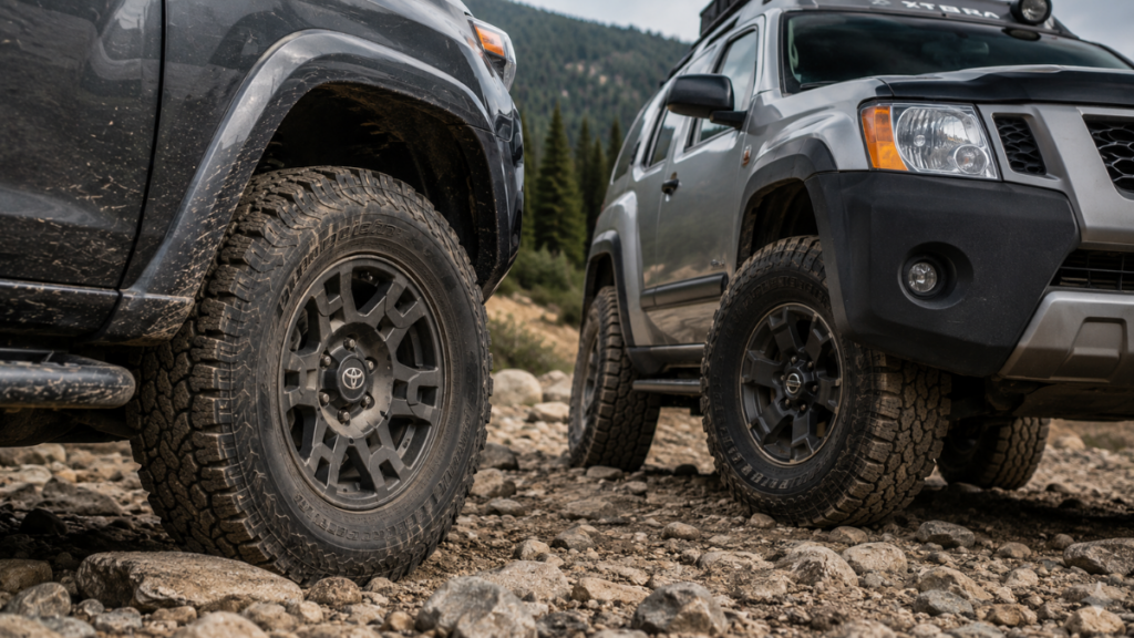 Comparison of off-road tires on a Toyota 4Runner and Nissan Xterra