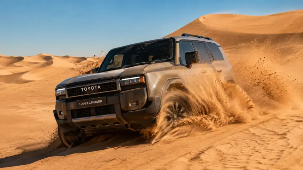 Desert dune driving testing heat management in the Toyota Land Cruiser
