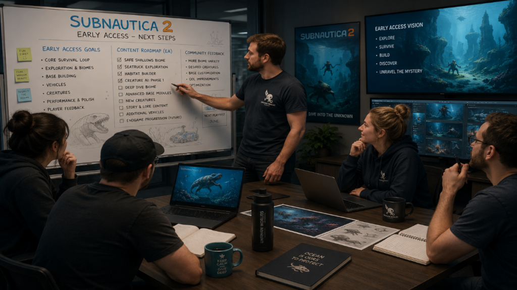 Developers planning subnautica 2 early access.