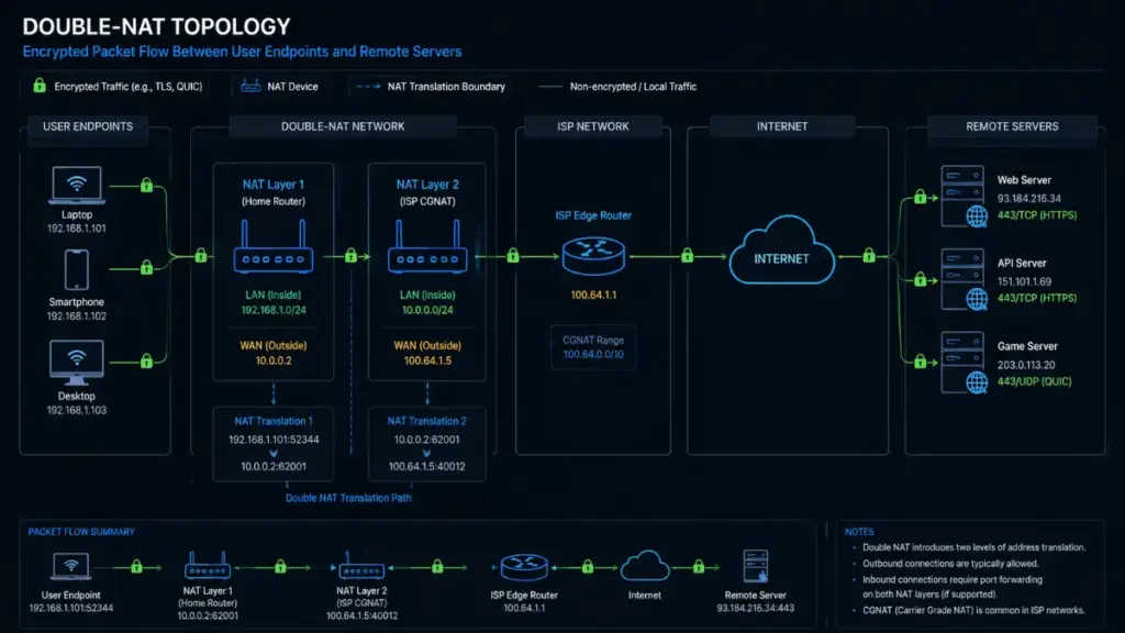 Double-NAT routing architecture designed to secure commercial vpns