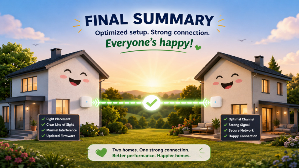 Final summary of home networking success with an internet wireless extender.
