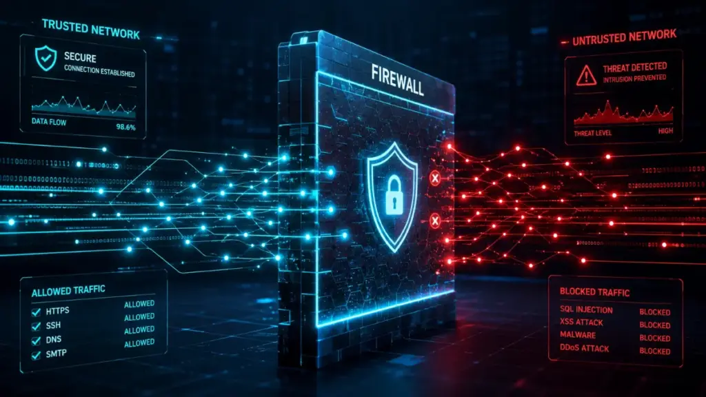 Firewall threat detection system monitoring bitwarden password manager network requests
