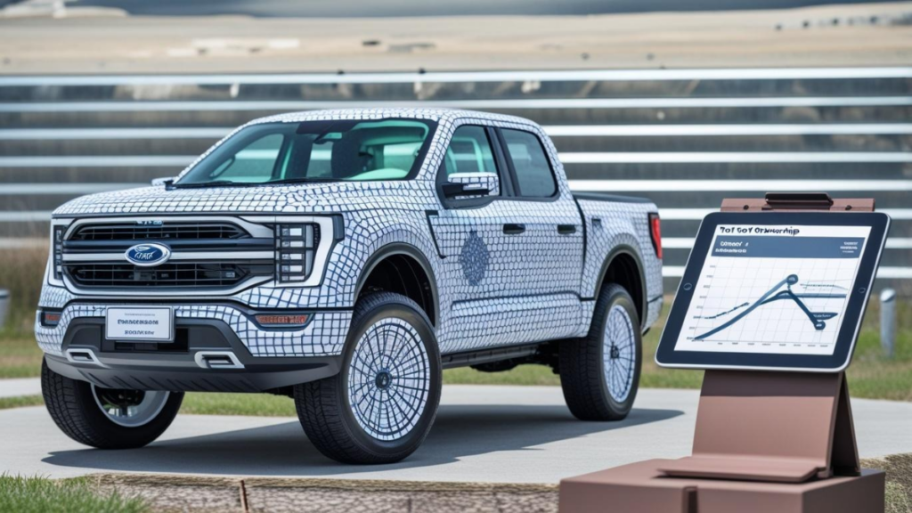 Ford 2027 electric truck displayed with cost analysis, aiming for the affordability of a Ford Maverick.