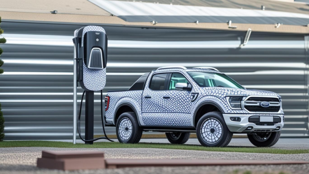 Home charging setup for a small electric truck, an ideal upgrade for Ford Maverick owners.