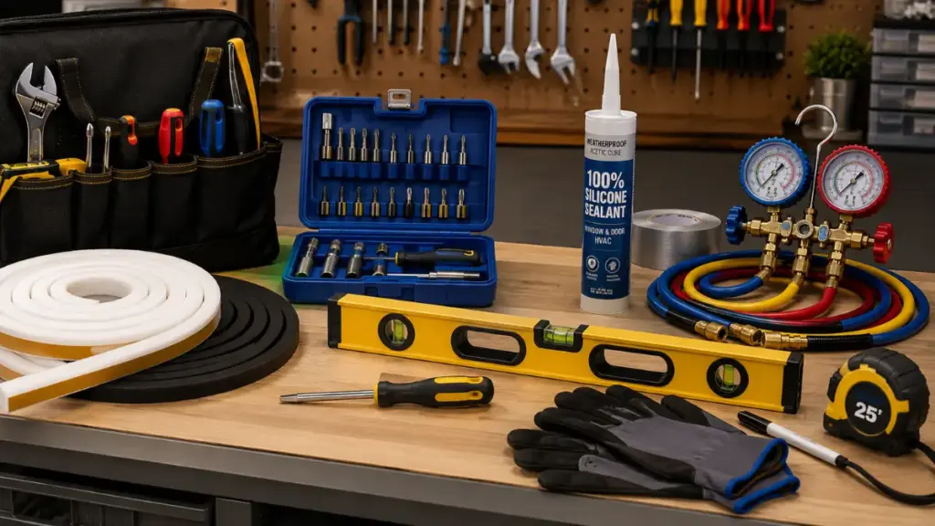  Installation tools for a residential window air conditioning unit .
