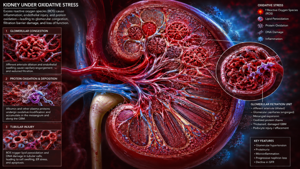 Medical-graphic-displaying-kidney-filtration-stress-caused-by-side-effects-when-you-drink-protein-shake-for-breakfast.