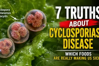 Microscopic view of Cyclosporiasis disease on lettuce leaves