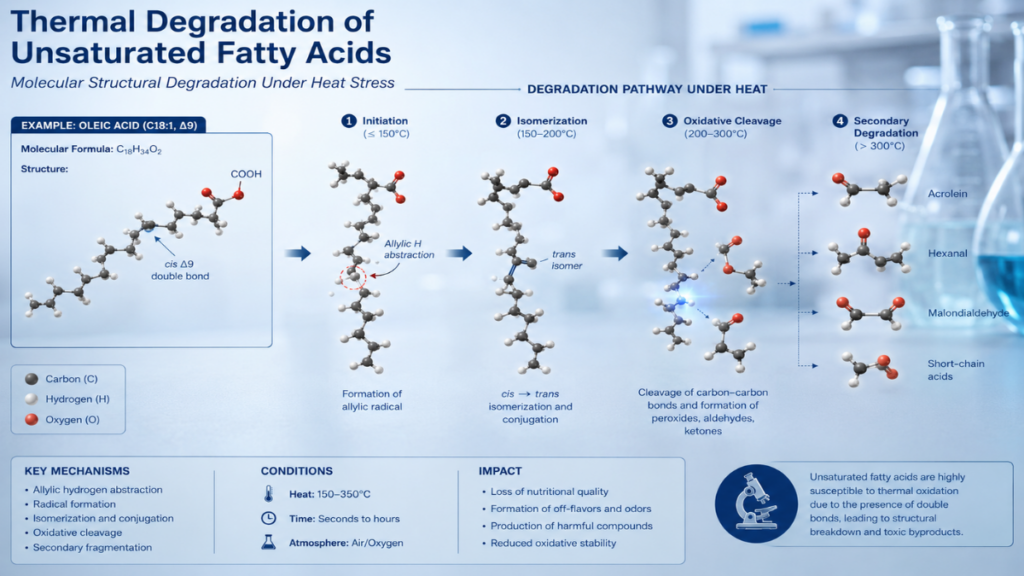 Molecular visualization of lipid peroxidation related to misconcepts about the healthiest cooking oil for heart.