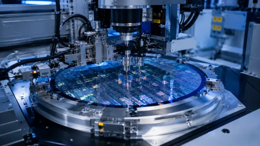 Next generation semiconductor packaging assembly line inside a modern cleanroom