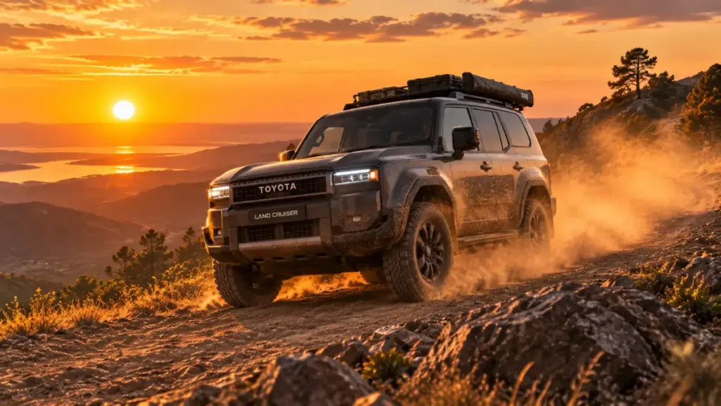 Overlanding scenic drive showcasing fuel efficiency on the Toyota Land Cruiser