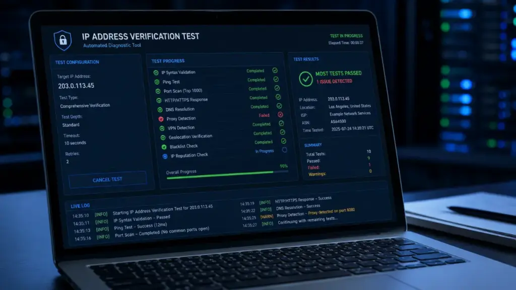 Performing a comprehensive WebRTC leak test on a website vpn