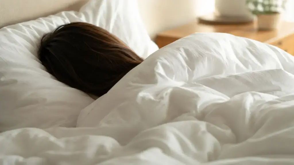 Person peacefully asleep in a comfortable bed Sleep quality.