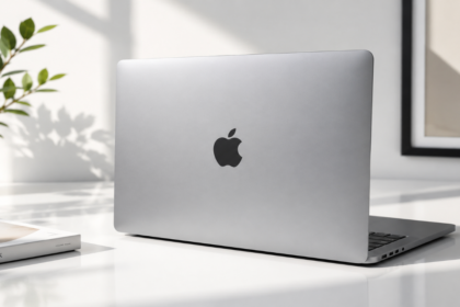 Premium Apple Refurbished MacBooks displayed in a professional studio setting