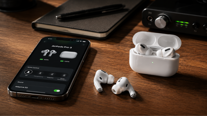 Premium wireless earbuds layout comparing features for an AirPods Pro 3 upgrade decision