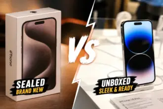 Price comparison of a sealed unit versus an Open Box iPhone