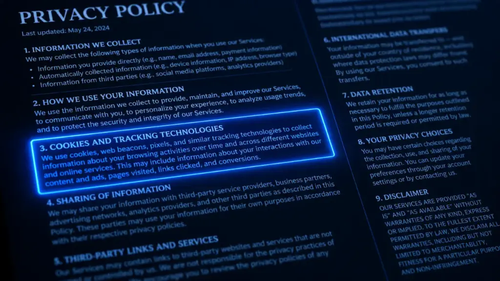 Privacy policy disclaimers and legal terms for consumer vpns