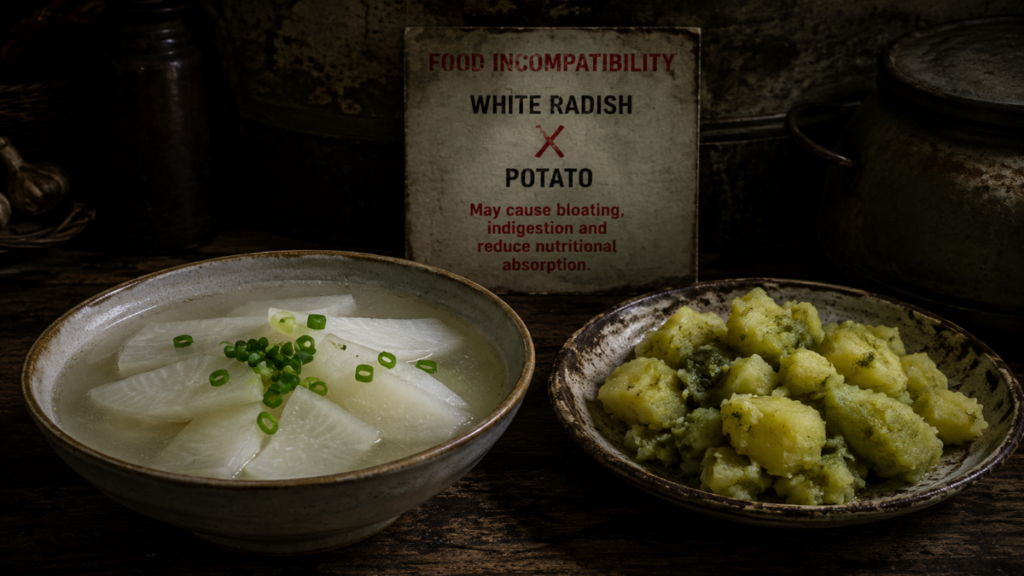 Radish soup paired incorrectly showing the mistakes to avoid when serving vegetarian shepherd's pie recipe.