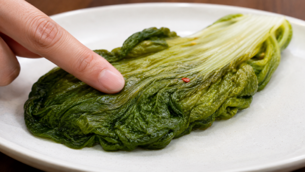 Raw-unfermented-vegetable-leaf-warning-against-flawed-gut-health-probiotics-from-homemade-fermented-foods.