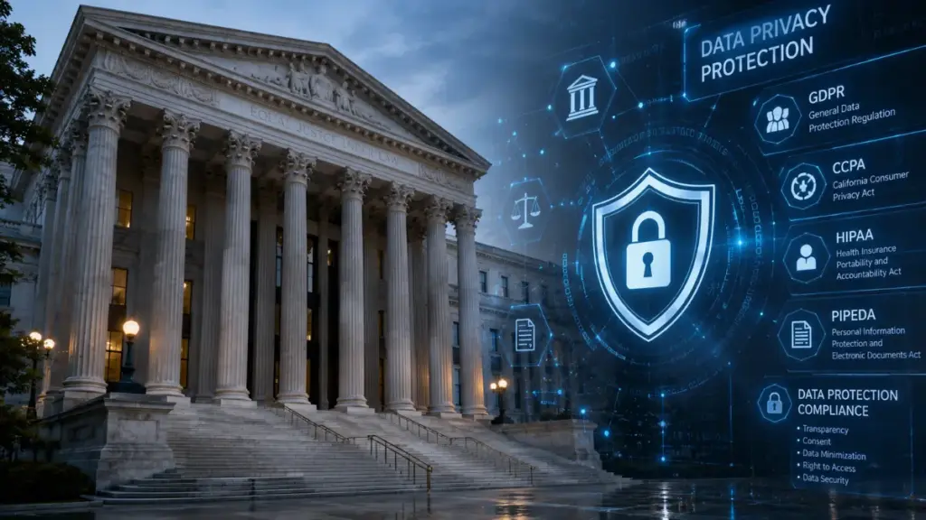 Regulatory protection icons representing privacy laws affecting Chevrolet Silverado owners