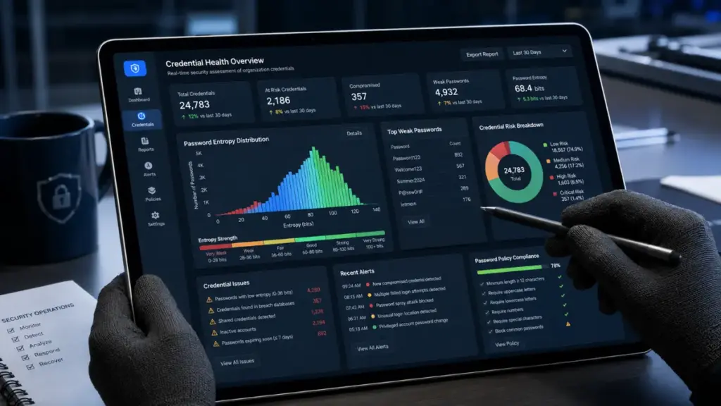Security audit dashboard inside bitwarden password manager