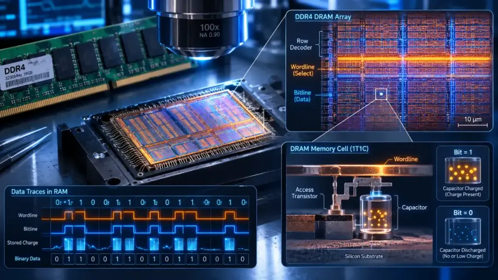 Semiconductor memory traces holding residual plain text keys inside a password manager process.