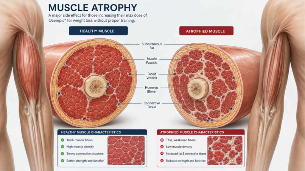 Severe muscle mass loss from pursuing the max dose of ozempic for weight loss.