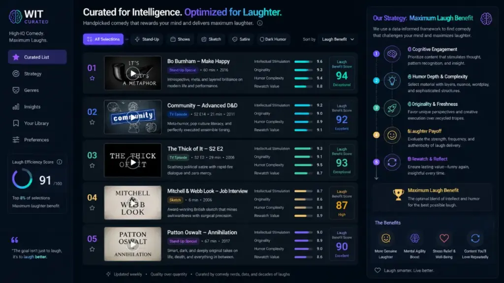 Strategy to optimize the benefit of laughter.