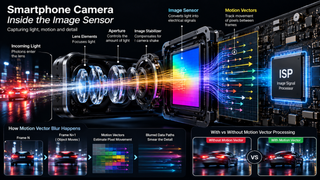 Structural diagram of smartphone moving subjects light tracing limitations