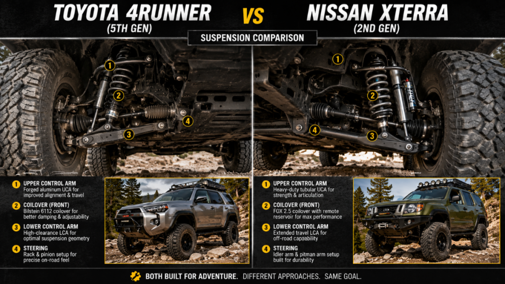 Suspension system comparison of a Toyota 4Runner and Nissan Xterra