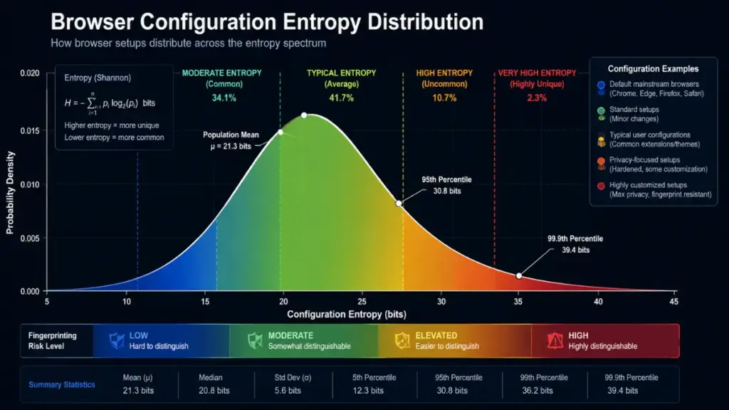 System entropy distribution impact on browser fingerprinting uniqueness